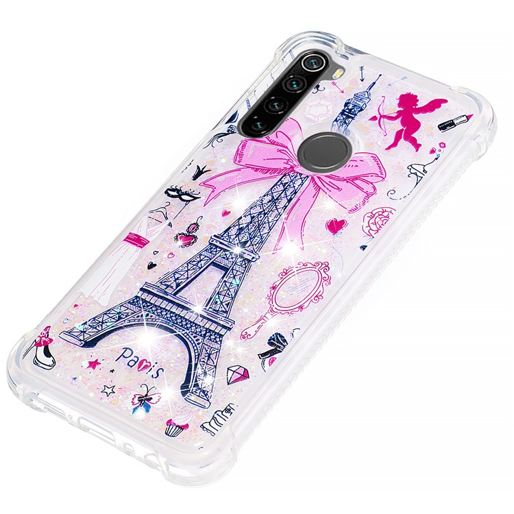 Patterned Quicksand Shockproof TPU Back Case for Xiaomi Redmi Note 8 - Tower-6