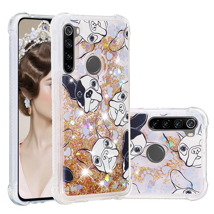 Patterned Quicksand Shockproof TPU Back Case for Xiaomi Redmi Note 8 - Dog-1