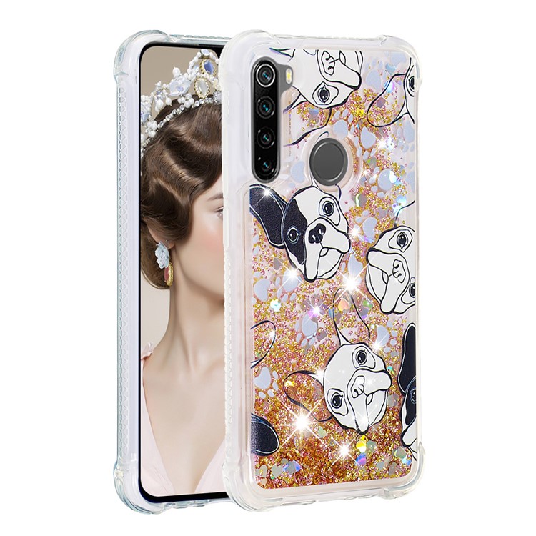 Patterned Quicksand Shockproof TPU Back Case for Xiaomi Redmi Note 8 - Dog-3