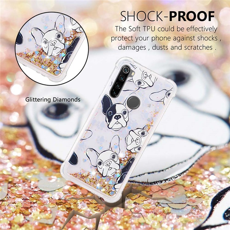 Patterned Quicksand Shockproof TPU Back Case for Xiaomi Redmi Note 8 - Dog-4