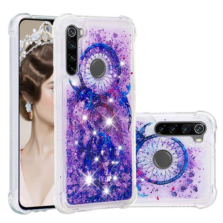 Patterned Quicksand Shockproof TPU Back Case for Xiaomi Redmi Note 8 - Blue Dream Catcher-1