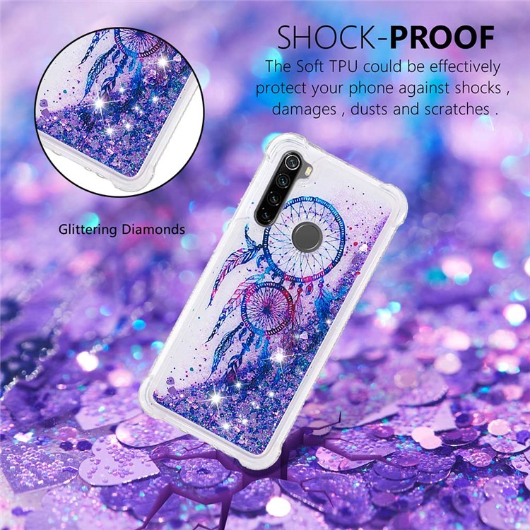 Patterned Quicksand Shockproof TPU Back Case for Xiaomi Redmi Note 8 - Blue Dream Catcher-4