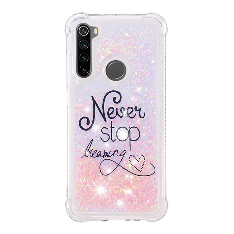 Patterned Quicksand Shockproof TPU Back Case for Xiaomi Redmi Note 8 - Never Stop-2