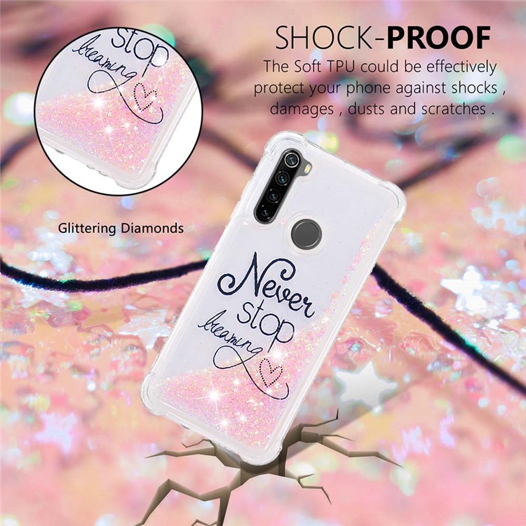 Patterned Quicksand Shockproof TPU Back Case for Xiaomi Redmi Note 8 - Never Stop-4
