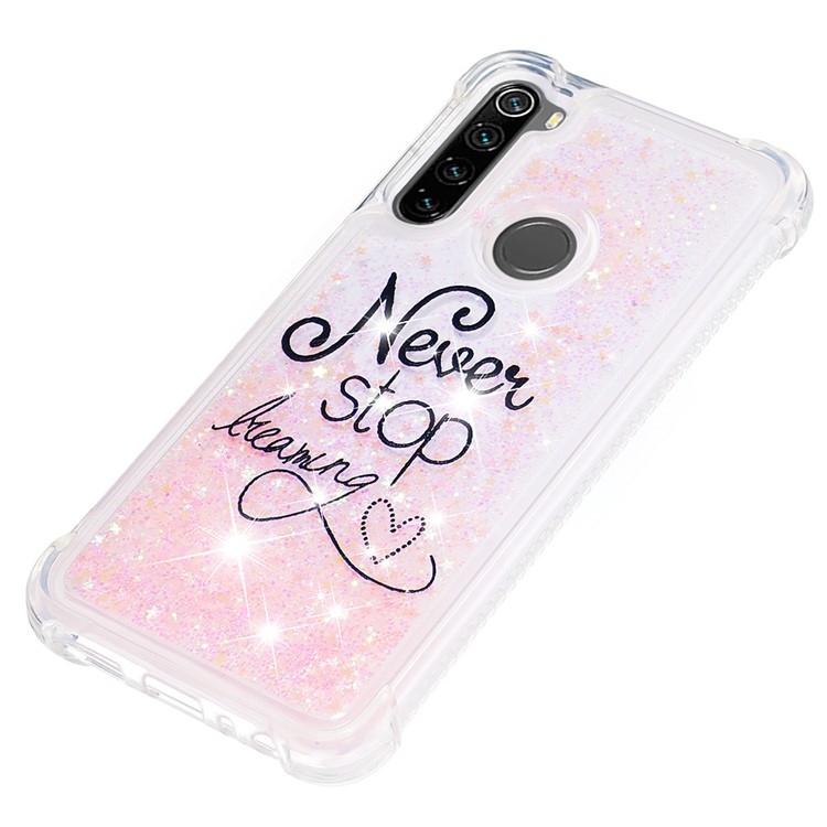 Patterned Quicksand Shockproof TPU Back Case for Xiaomi Redmi Note 8 - Never Stop-6