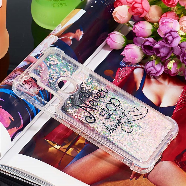 Patterned Quicksand Shockproof TPU Back Case for Xiaomi Redmi Note 8 - Never Stop-7