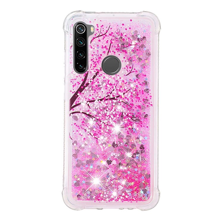 Patterned Quicksand Shockproof TPU Back Case for Xiaomi Redmi Note 8 - Pink Flower-2