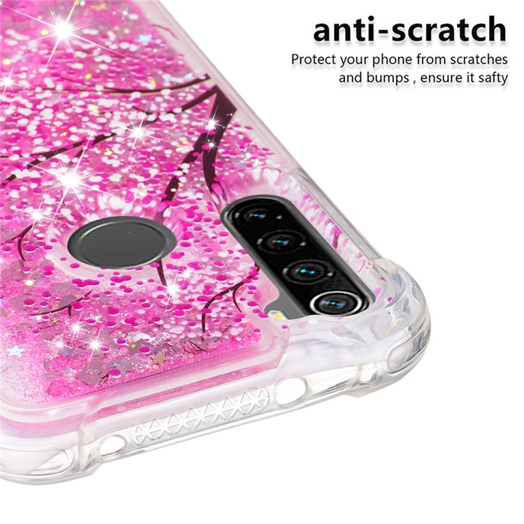 Patterned Quicksand Shockproof TPU Back Case for Xiaomi Redmi Note 8 - Pink Flower-5