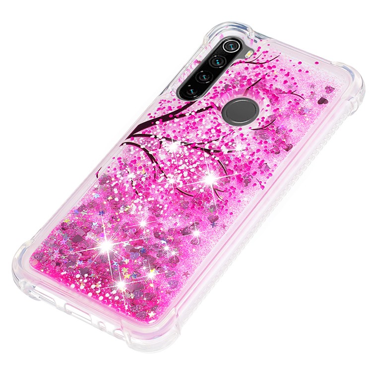 Patterned Quicksand Shockproof TPU Back Case for Xiaomi Redmi Note 8 - Pink Flower-6