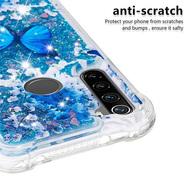 Patterned Quicksand Shockproof TPU Back Case for Xiaomi Redmi Note 8 - Blue Butterfly-5