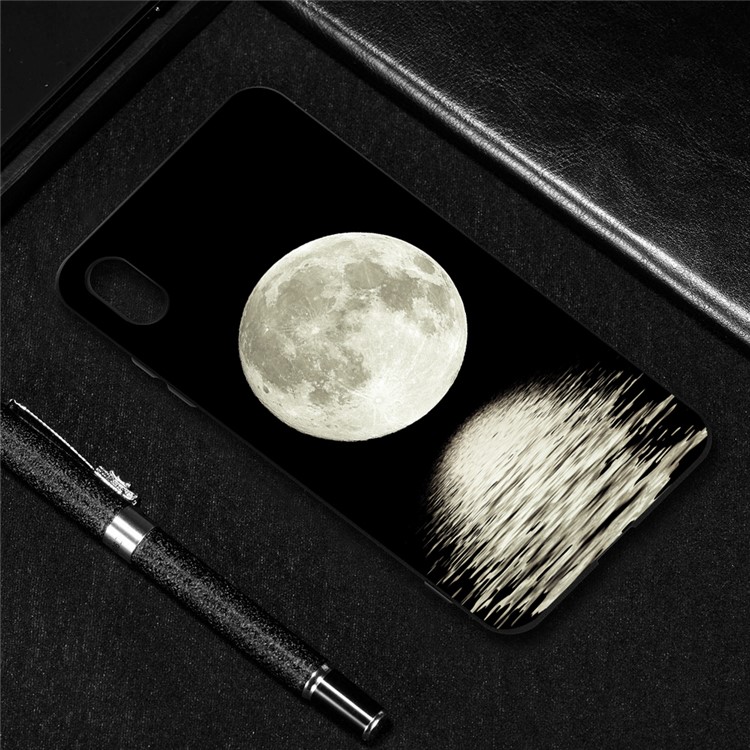 Embossment Printing TPU Cell Phone Shell for Xiaomi Redmi 7A - Black / Moon-5