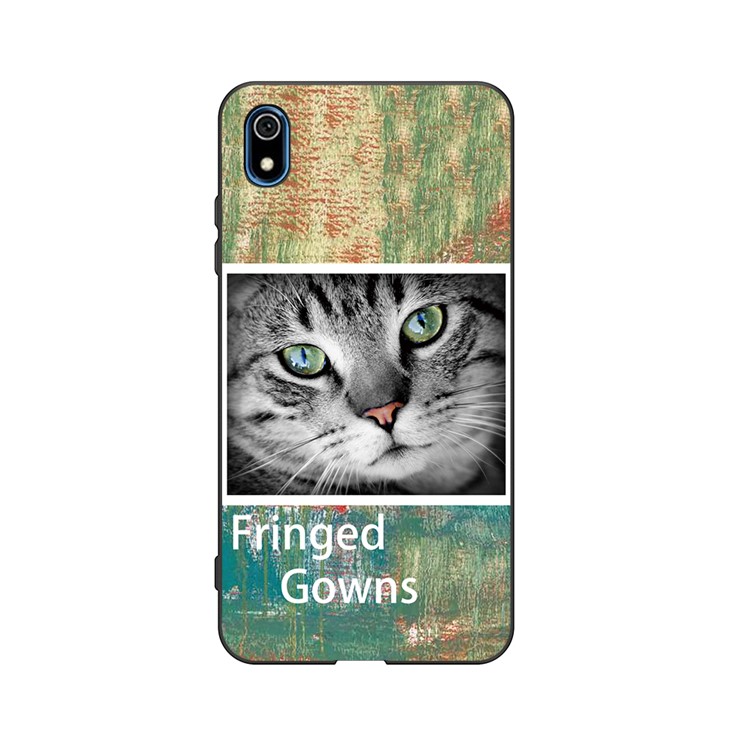 Embossment Printing TPU Cell Phone Shell for Xiaomi Redmi 7A - Green / Cat-1