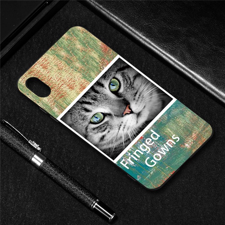 Embossment Printing TPU Cell Phone Shell for Xiaomi Redmi 7A - Green / Cat-4