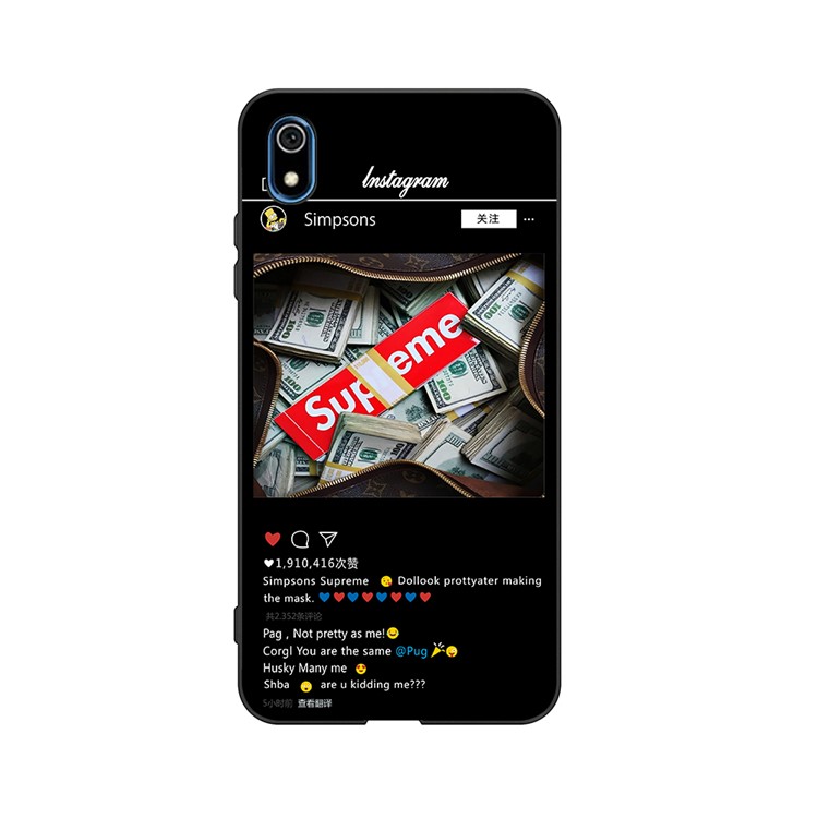 Embossment Printing TPU Cell Phone Shell for Xiaomi Redmi 7A - Black / Money-1