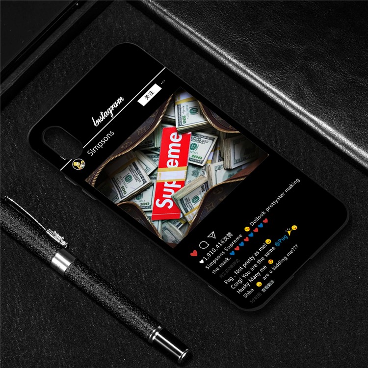 Embossment Printing TPU Cell Phone Shell for Xiaomi Redmi 7A - Black / Money-4