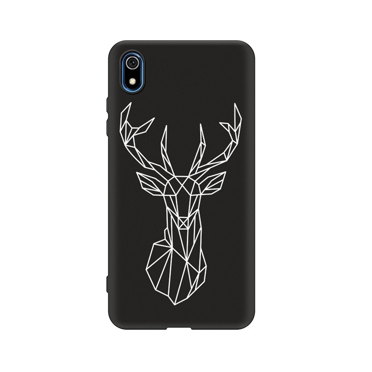 Embossment Printing TPU Cell Phone Shell for Xiaomi Redmi 7A - Black / Elk-1