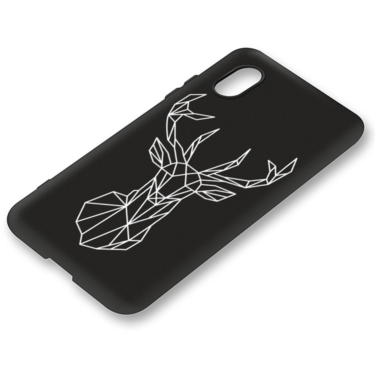 Embossment Printing TPU Cell Phone Shell for Xiaomi Redmi 7A - Black / Elk-2