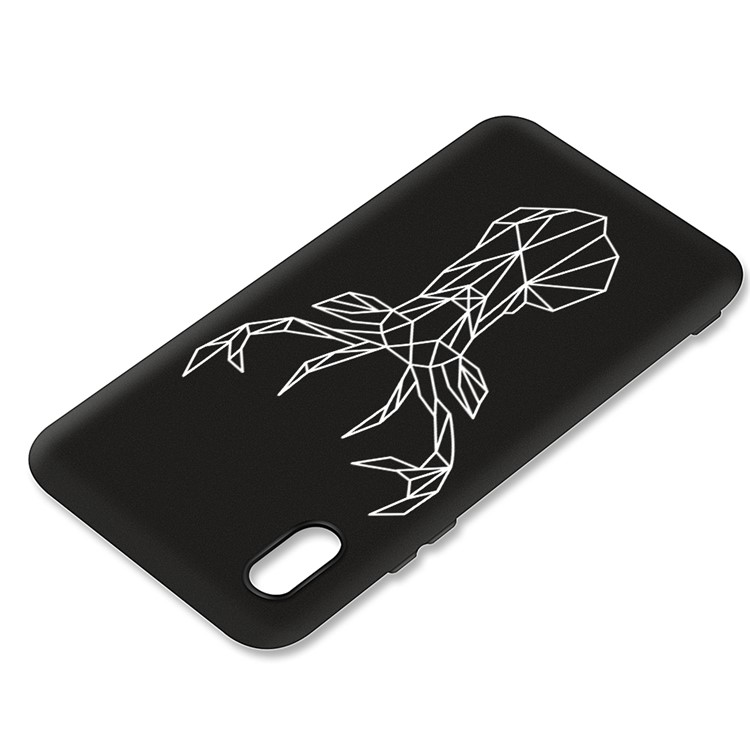 Embossment Printing TPU Cell Phone Shell for Xiaomi Redmi 7A - Black / Elk-3