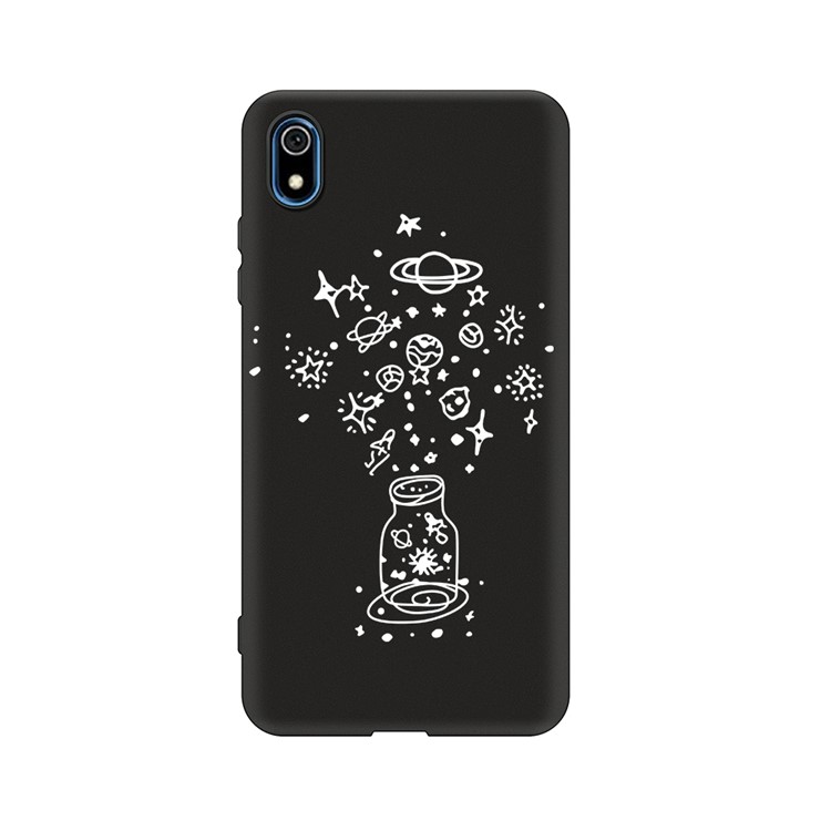 Embossment Printing TPU Cell Phone Shell for Xiaomi Redmi 7A - Black / Galaxy-1