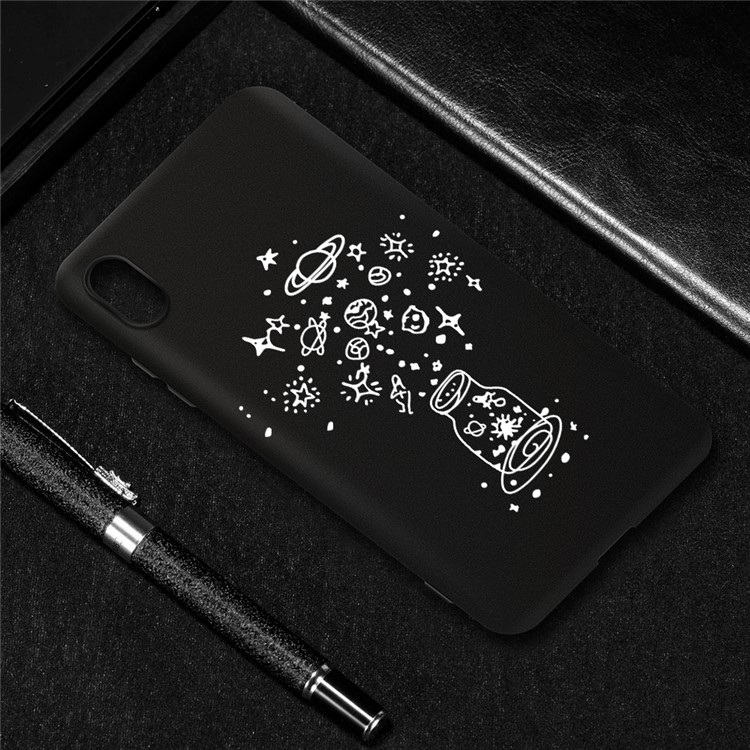 Embossment Printing TPU Cell Phone Shell for Xiaomi Redmi 7A - Black / Galaxy-4