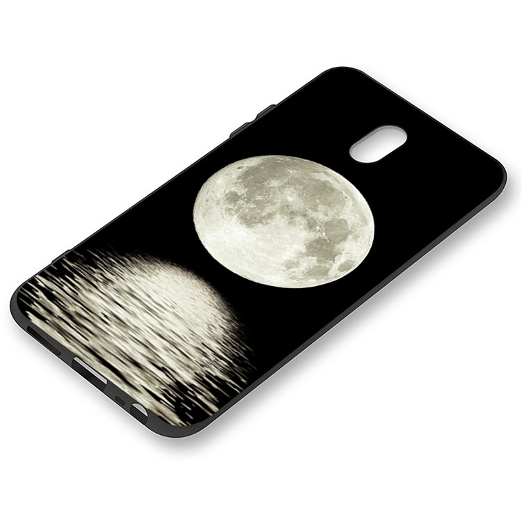 Embossment Printing TPU Casing Shell for Xiaomi Redmi 8A - Black / Moon-2