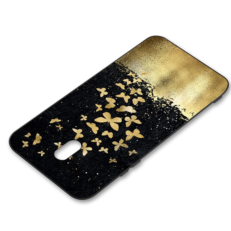 Embossment Printing TPU Casing Shell for Xiaomi Redmi 8A - Black / Gold Butterflies-3