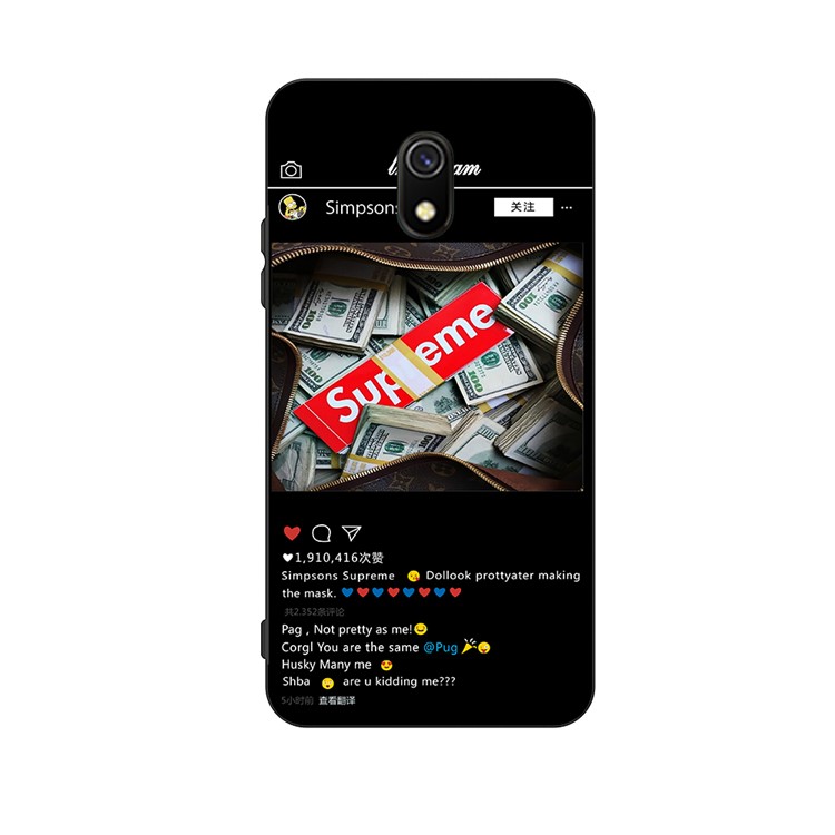 Embossment Printing TPU Casing Shell for Xiaomi Redmi 8A - Black / Money-1