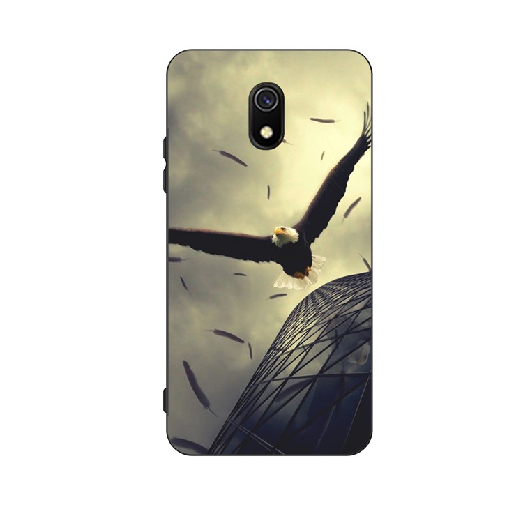 Embossment Printing TPU Casing Shell for Xiaomi Redmi 8A - Grey / Eagle-1