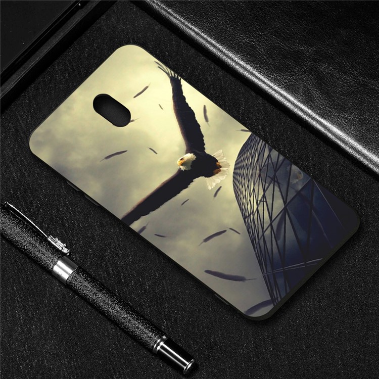 Embossment Printing TPU Casing Shell for Xiaomi Redmi 8A - Grey / Eagle-4