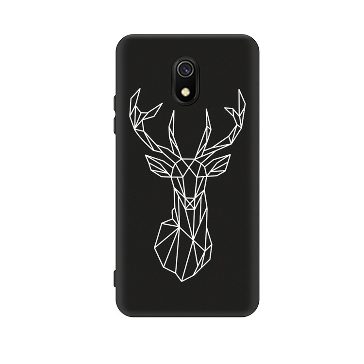 Embossment Printing TPU Casing Shell for Xiaomi Redmi 8A - Black / Elk-1