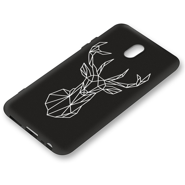 Embossment Printing TPU Casing Shell for Xiaomi Redmi 8A - Black / Elk-2