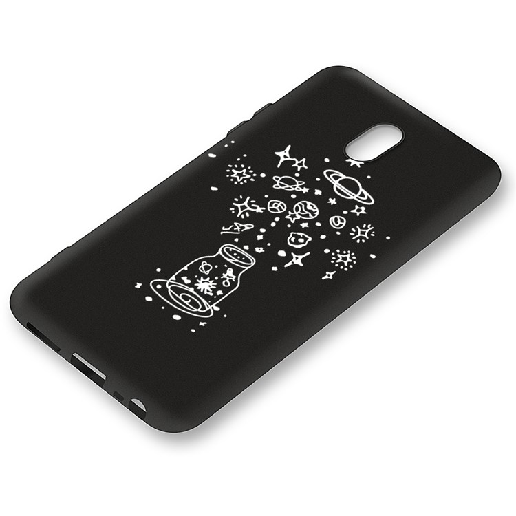 Embossment Printing TPU Casing Shell for Xiaomi Redmi 8A - Black / Galaxy-2