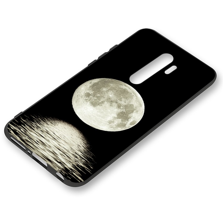 Embossment Pattern Cool Printing TPU Phone Covering Shell for Xiaomi Redmi Note 8 Pro - Black / Moon-2