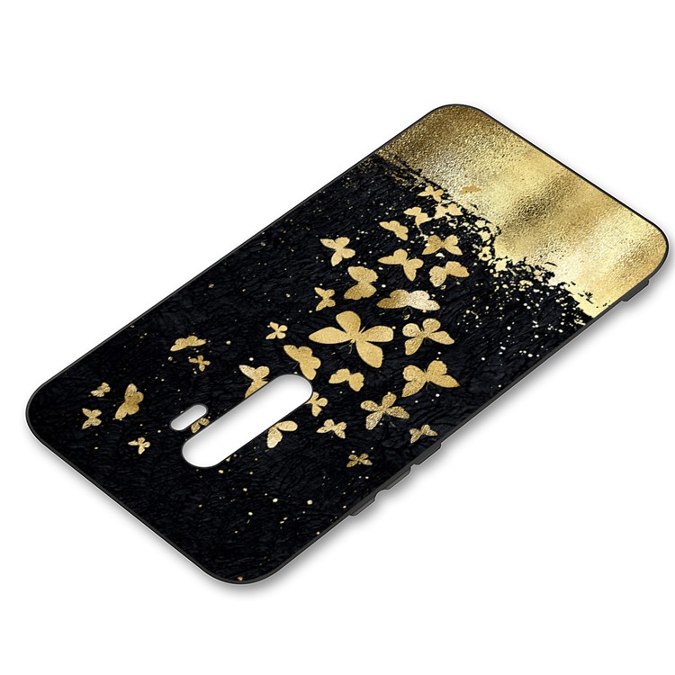 Embossment Pattern Cool Printing TPU Phone Covering Shell for Xiaomi Redmi Note 8 Pro - Black / Gold Butterflies-3