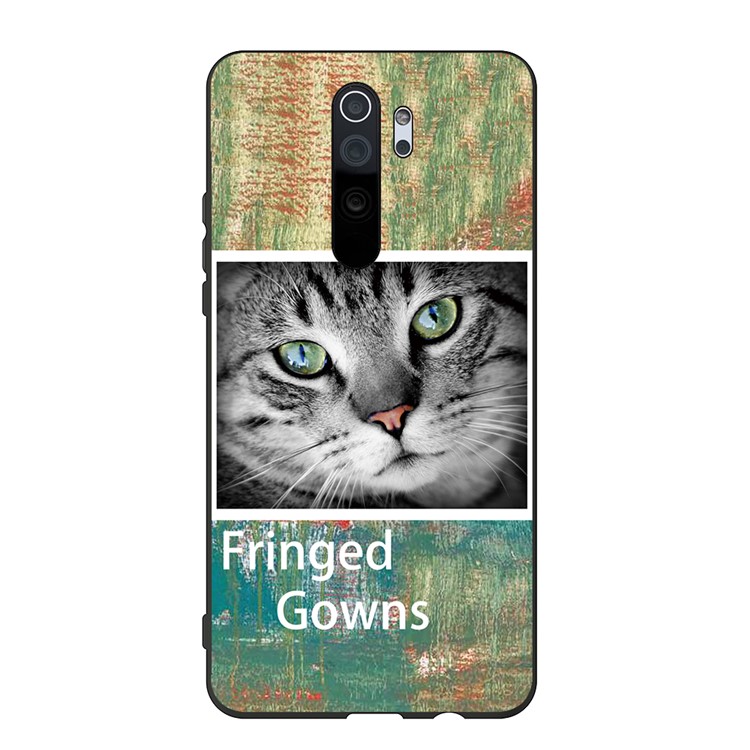 Embossment Pattern Cool Printing TPU Phone Covering Shell for Xiaomi Redmi Note 8 Pro - Green / Cat-1