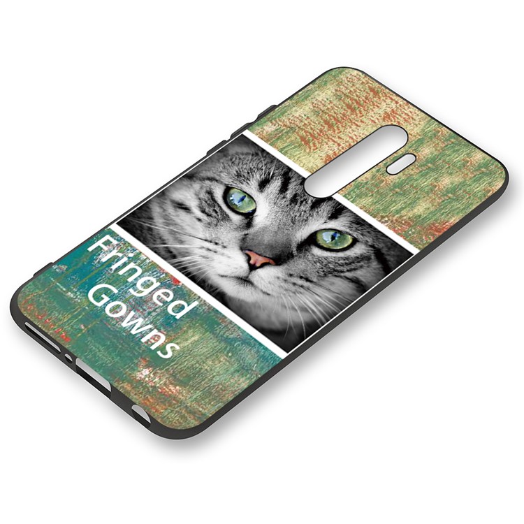 Embossment Pattern Cool Printing TPU Phone Covering Shell for Xiaomi Redmi Note 8 Pro - Green / Cat-2