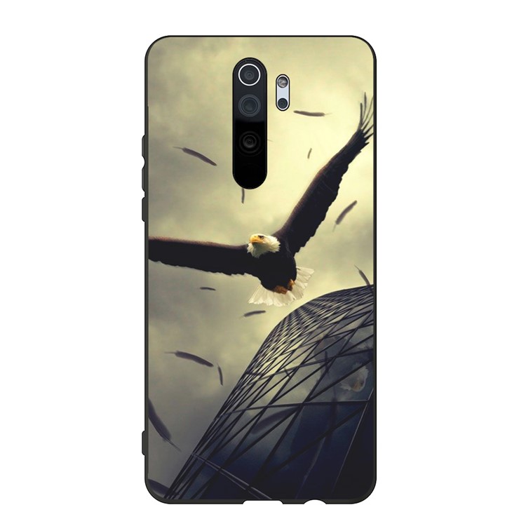 Embossment Pattern Cool Printing TPU Phone Covering Shell for Xiaomi Redmi Note 8 Pro - Grey / Eagle-1