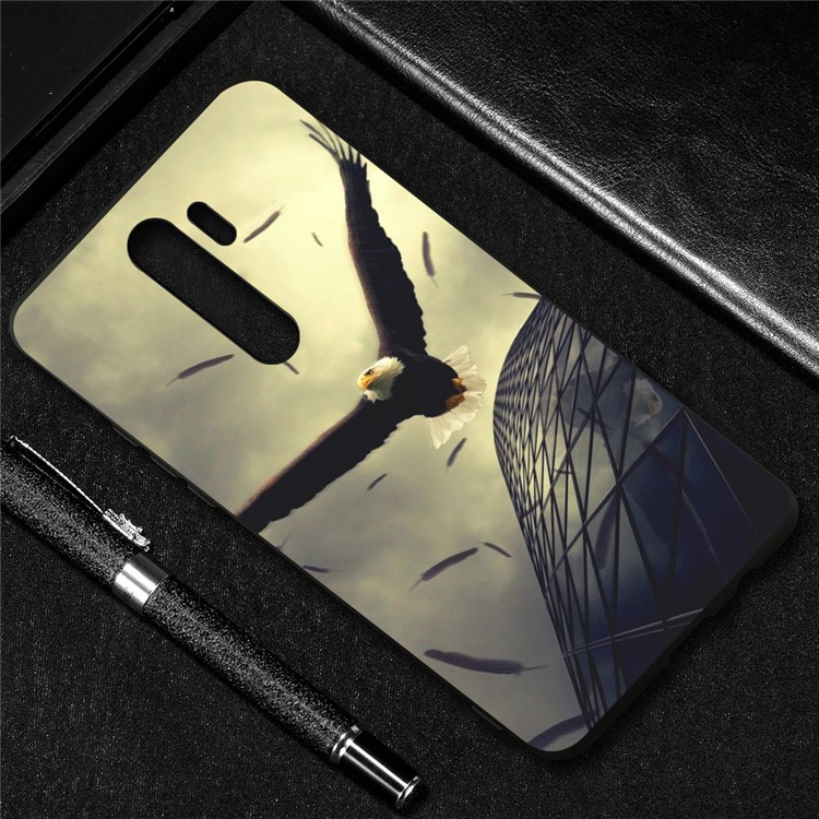 Embossment Pattern Cool Printing TPU Phone Covering Shell for Xiaomi Redmi Note 8 Pro - Grey / Eagle-4