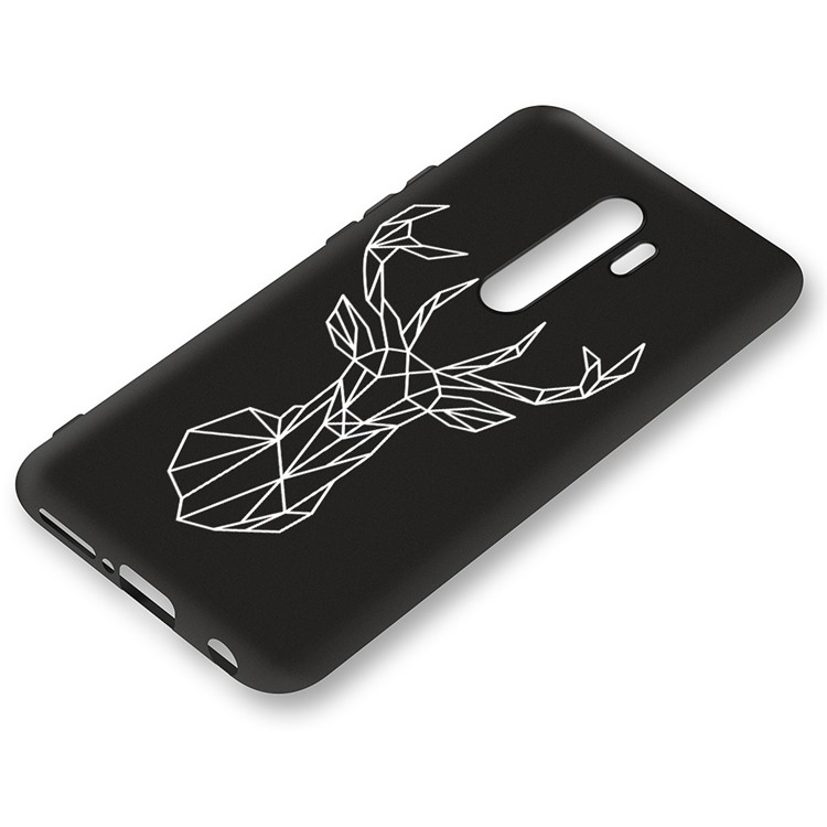 Embossment Pattern Cool Printing TPU Phone Covering Shell for Xiaomi Redmi Note 8 Pro - Black / Elk-2
