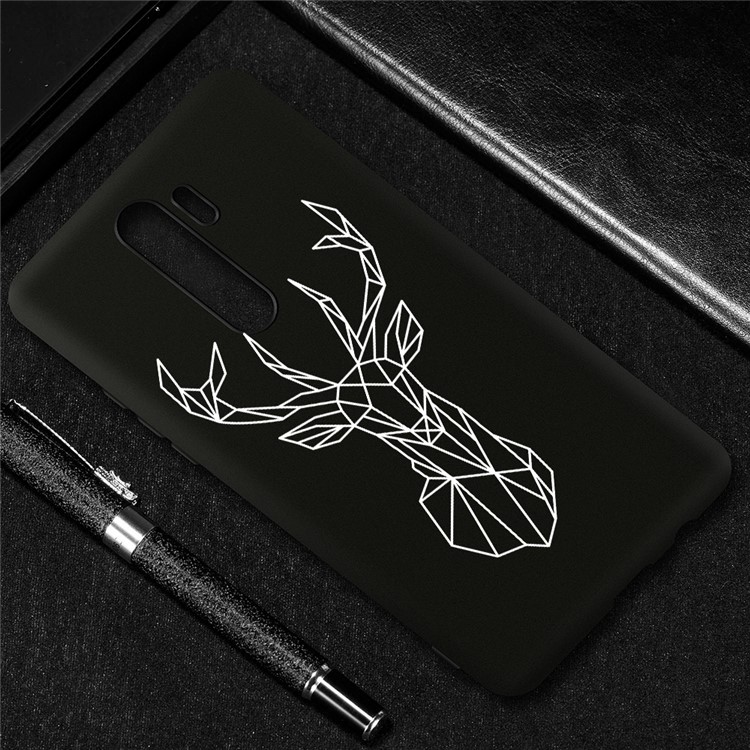 Embossment Pattern Cool Printing TPU Phone Covering Shell for Xiaomi Redmi Note 8 Pro - Black / Elk-4
