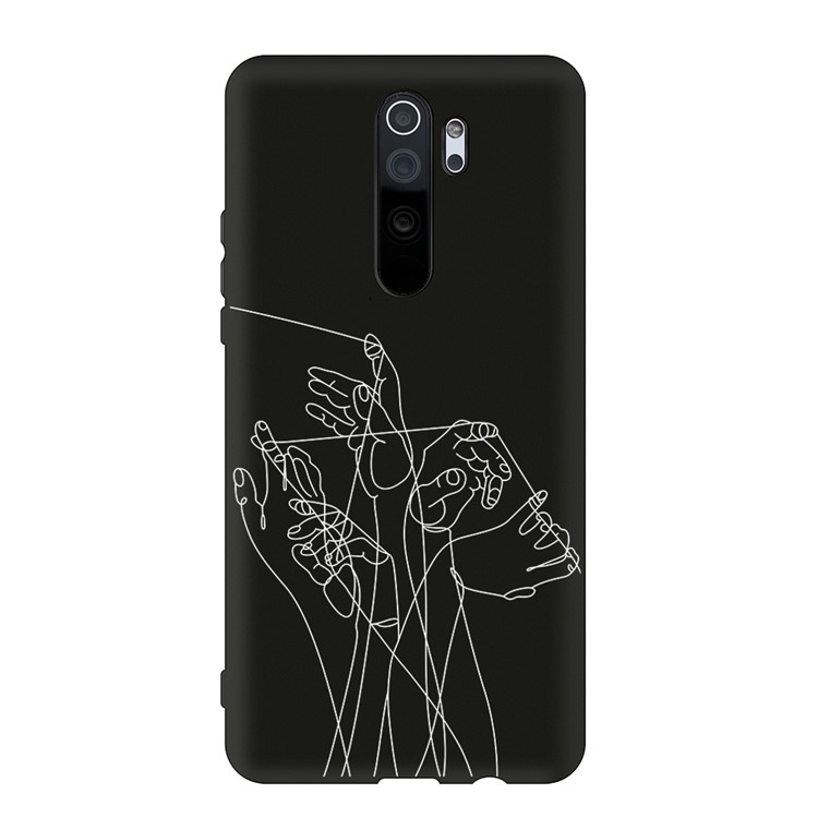 Embossment Pattern Cool Printing TPU Phone Covering Shell for Xiaomi Redmi Note 8 Pro - Black / Hands-1