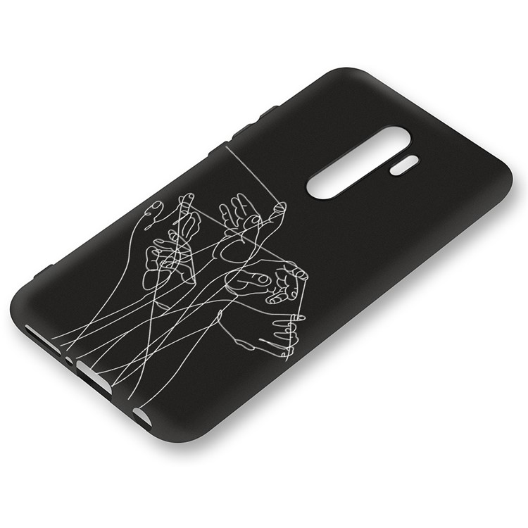 Embossment Pattern Cool Printing TPU Phone Covering Shell for Xiaomi Redmi Note 8 Pro - Black / Hands-2