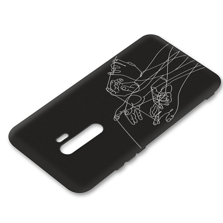 Embossment Pattern Cool Printing TPU Phone Covering Shell for Xiaomi Redmi Note 8 Pro - Black / Hands-3
