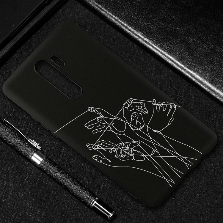 Embossment Pattern Cool Printing TPU Phone Covering Shell for Xiaomi Redmi Note 8 Pro - Black / Hands-4