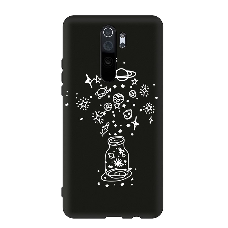 Embossment Pattern Cool Printing TPU Phone Covering Shell for Xiaomi Redmi Note 8 Pro - Black / Galaxy-1
