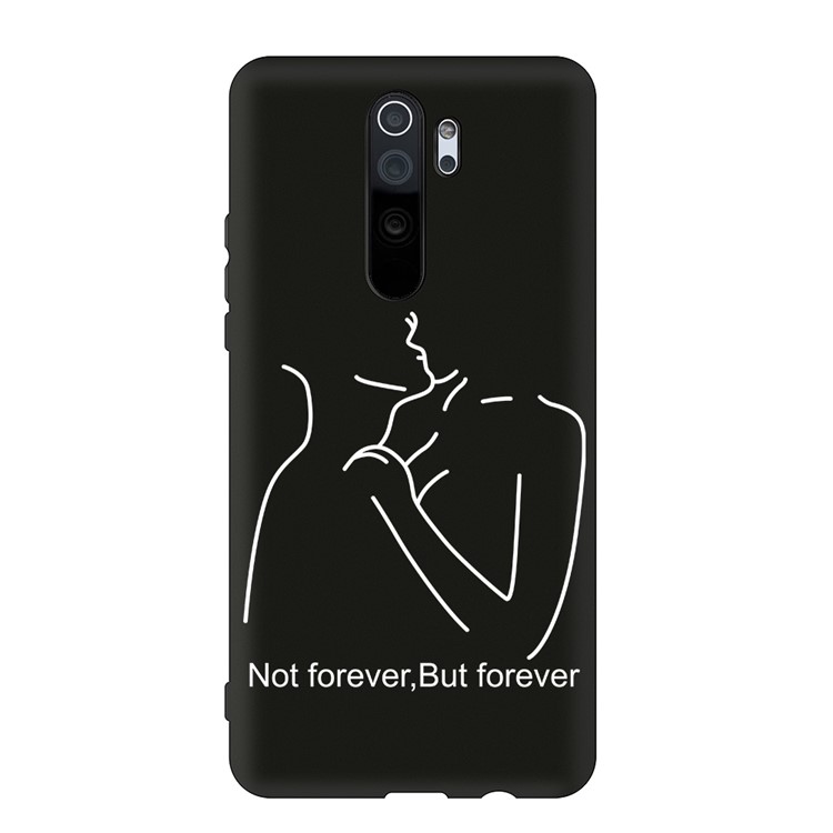 Embossment Pattern Cool Printing TPU Phone Covering Shell for Xiaomi Redmi Note 8 Pro - Black / Couple-1