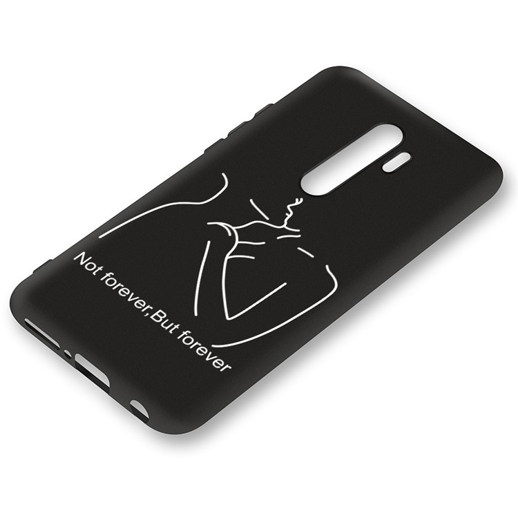 Embossment Pattern Cool Printing TPU Phone Covering Shell for Xiaomi Redmi Note 8 Pro - Black / Couple-2