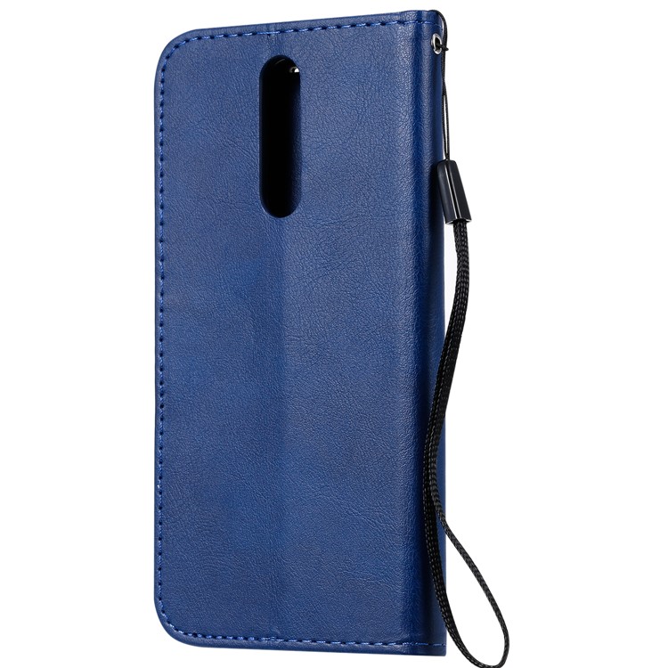 Pure Color Wallet Leather Shell Casing for Xiaomi Redmi 8 - Blue-5