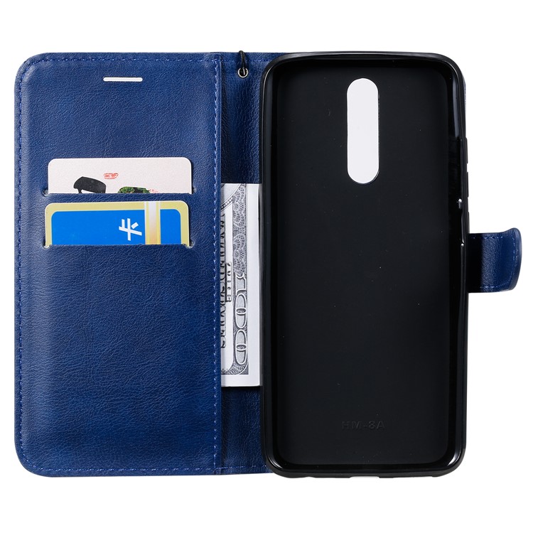 Pure Color Wallet Leather Shell Casing for Xiaomi Redmi 8 - Blue-6