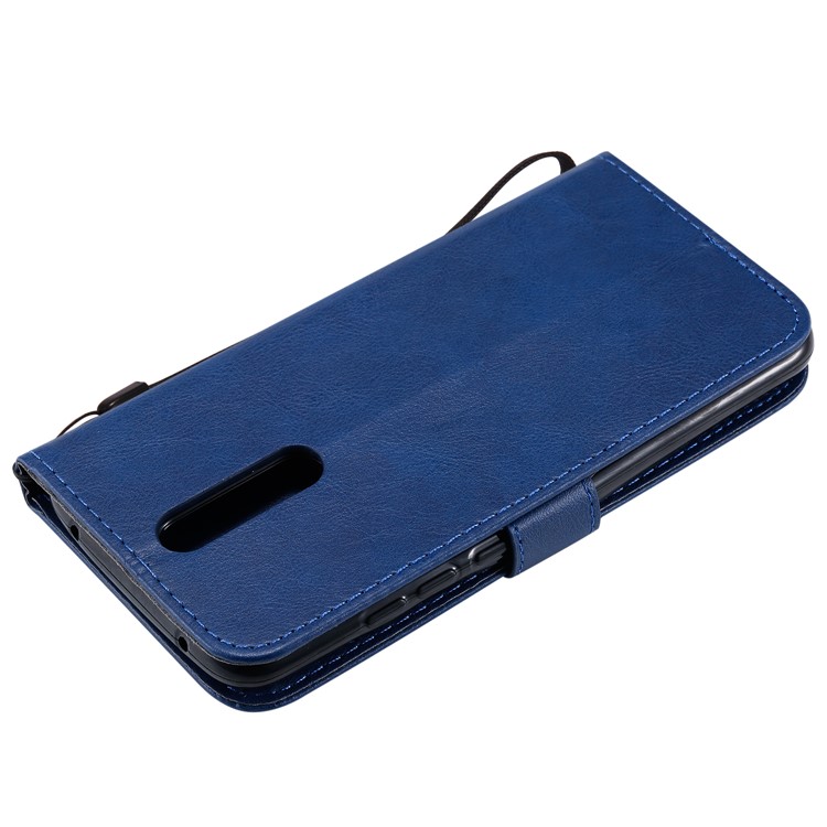 Pure Color Wallet Leather Shell Casing for Xiaomi Redmi 8 - Blue-8